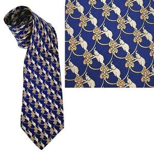 Zadi / Andrews Tie All Silk Elephant Blue and Gold Mens Tie